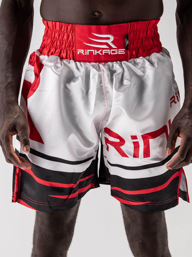 Short de boxe HECTOR Blanc-Rouge