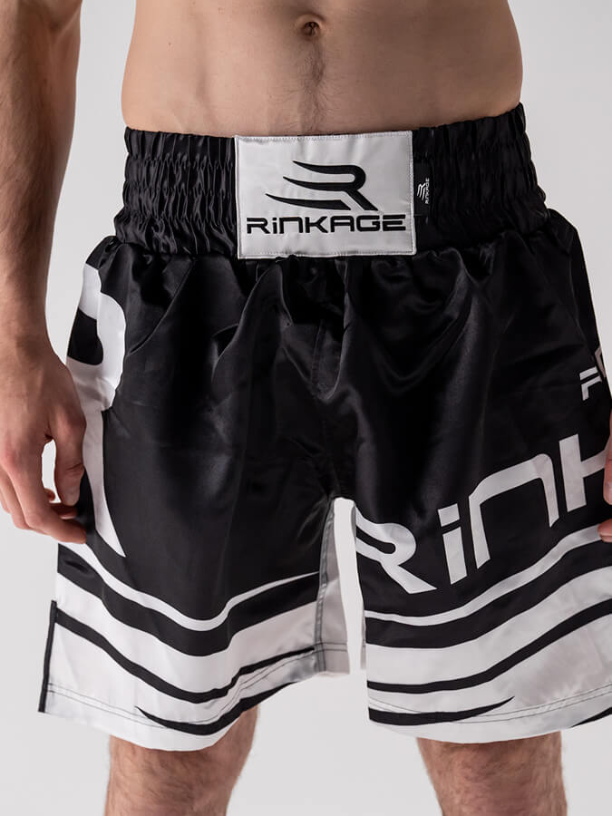 Short de boxe HECTOR Noir-Blanc